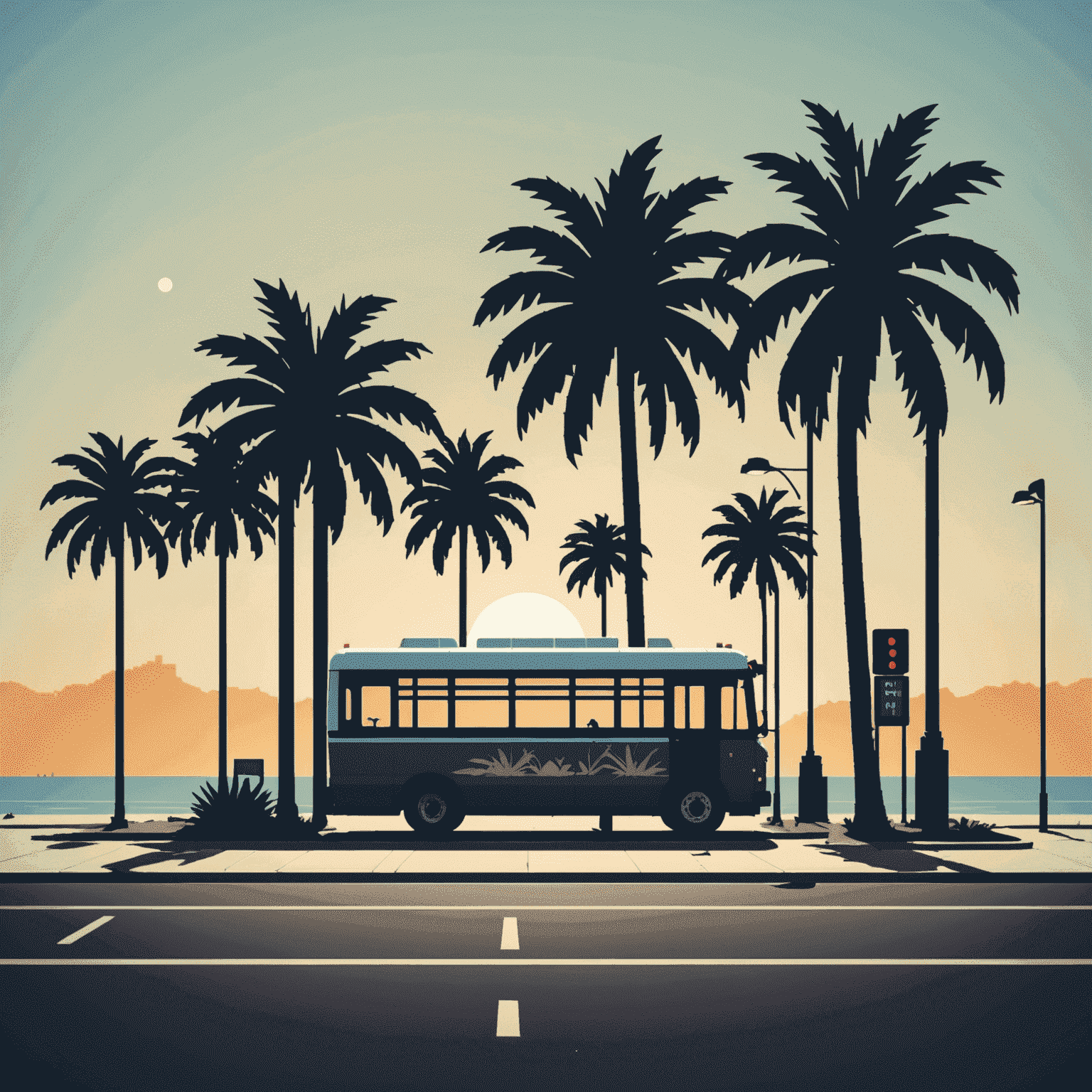 NostalgiaGrid logo featuring a pixelated bus stop silhouette with palm trees