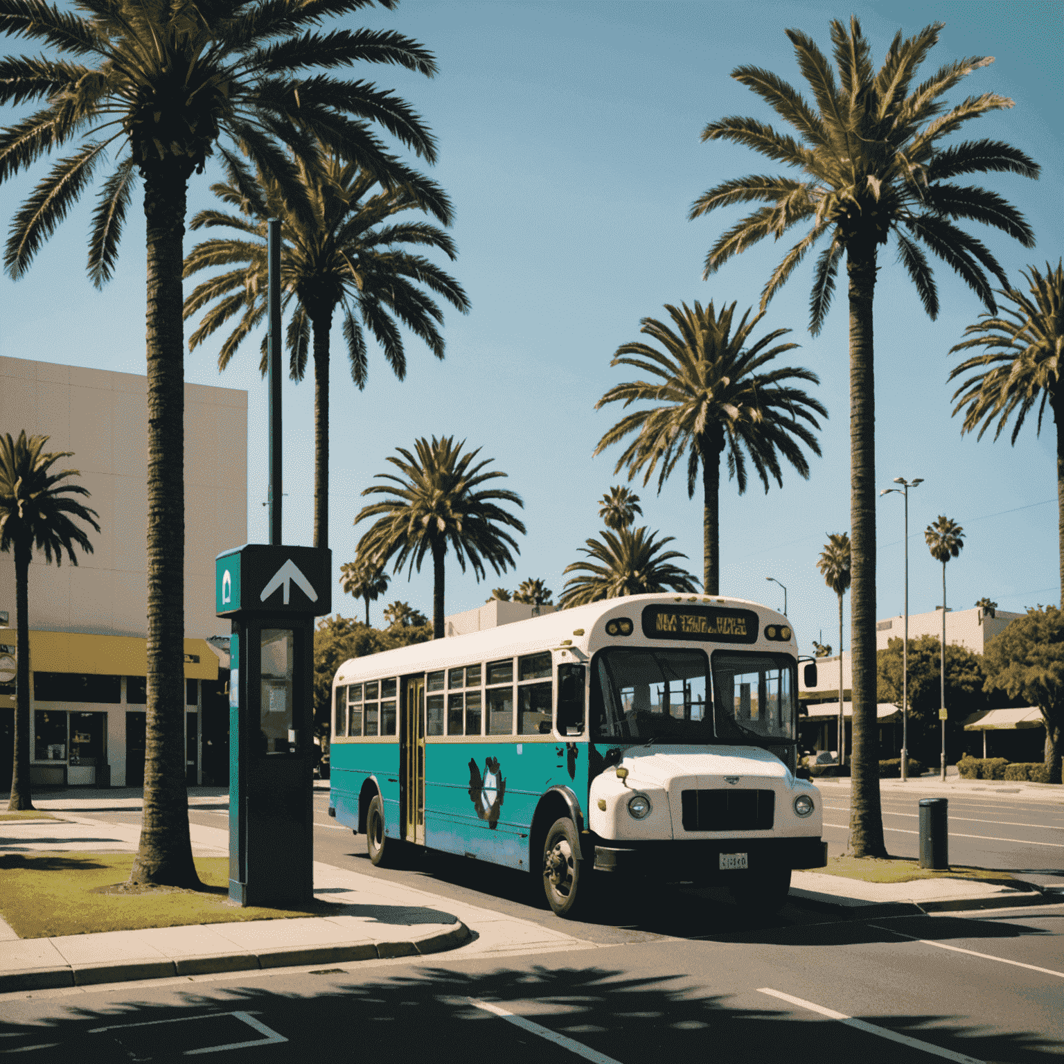 NostalgiaGrid logo featuring a pixelated bus stop silhouette with palm trees