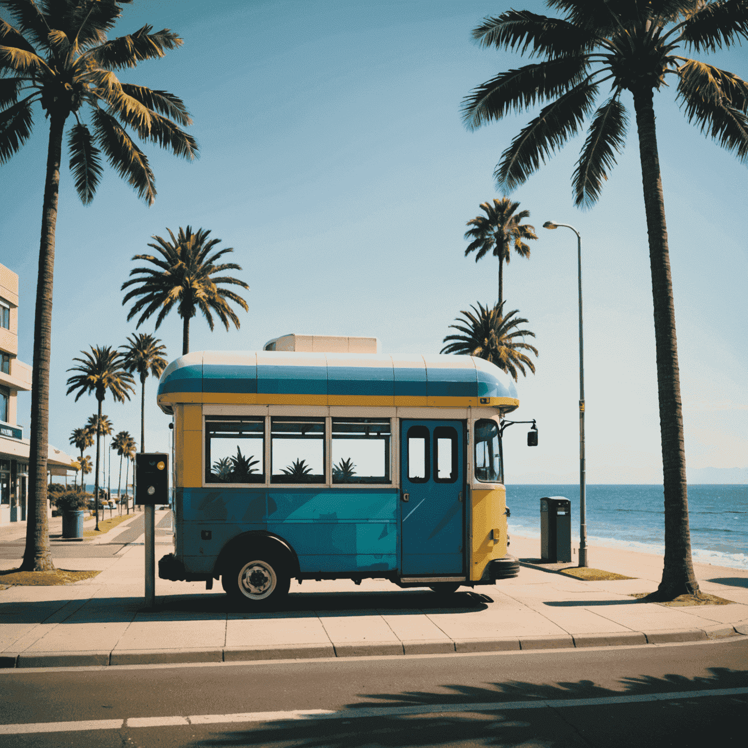 NostalgiaGrid logo featuring a pixelated bus stop silhouette with palm trees